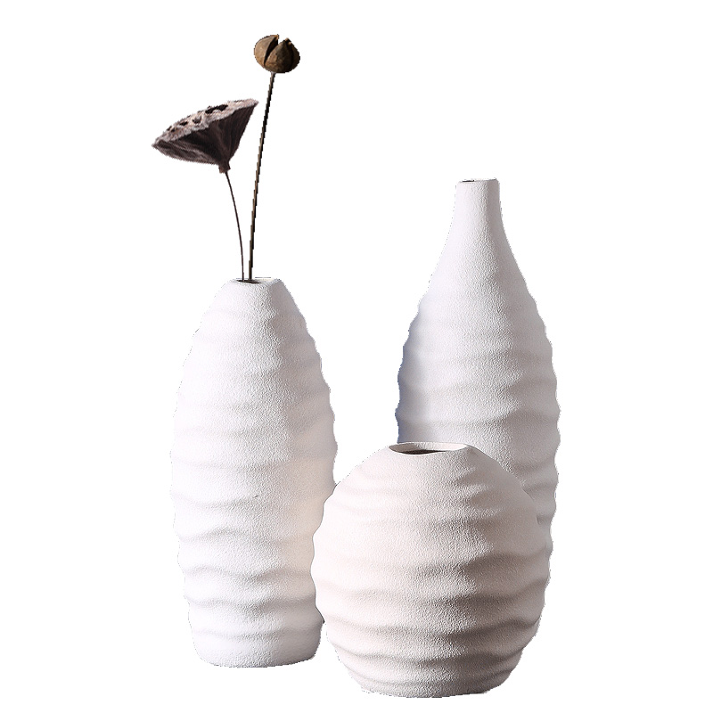 Coarse pottery white ceramic dry flower vase contracted and I the white flower arranging home sitting room ceramic furnishing articles