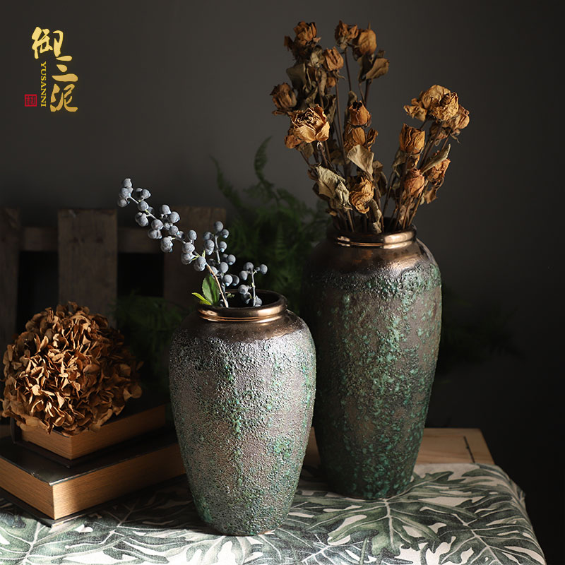 Jingdezhen coarse some ceramic pot hydroponic dried flower flower vase landing roses sitting room adornment vase restoring ancient ways furnishing articles