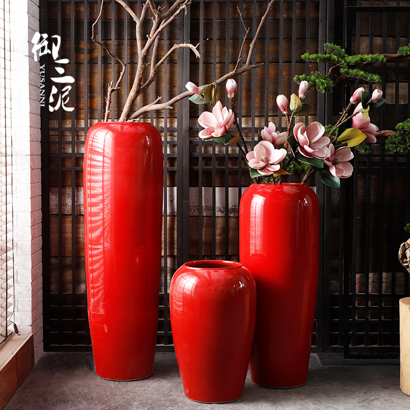 Jingdezhen ceramic floor big vase Chinese red flower arranging furnishing articles sitting room courtyard exhibition hall decoration from the opened in China