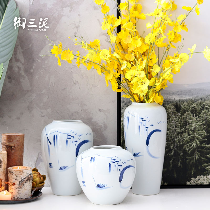 Jingdezhen ceramic dry flower vases, flower arrangement sitting room place, a new Chinese style is I and contracted table decorations household