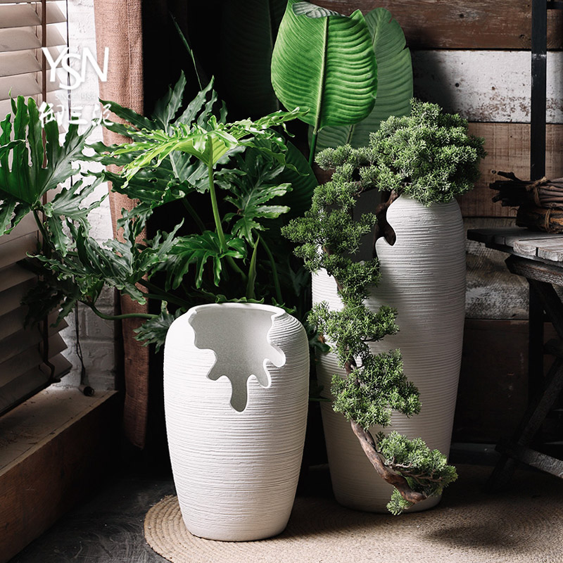Royal three clay ceramic vase expressions using the open fissure abnormity white thread landing flowerpot more than the old running the meat basin furnishing articles