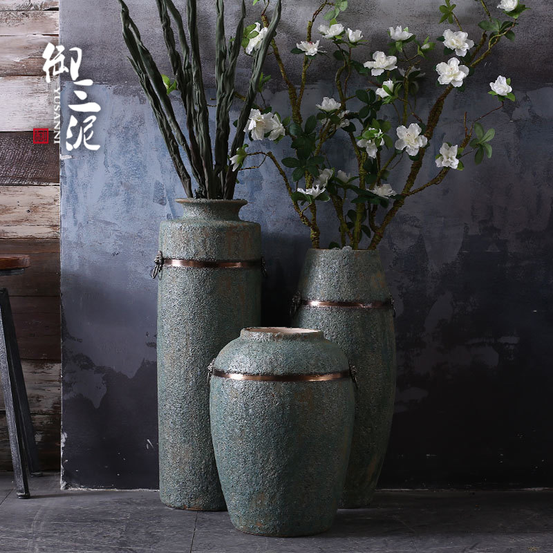 Restore ancient ways the ground vases, antique bronze, ceramic flower implement do old blue glaze Chinese wind furnishing articles drama props vase