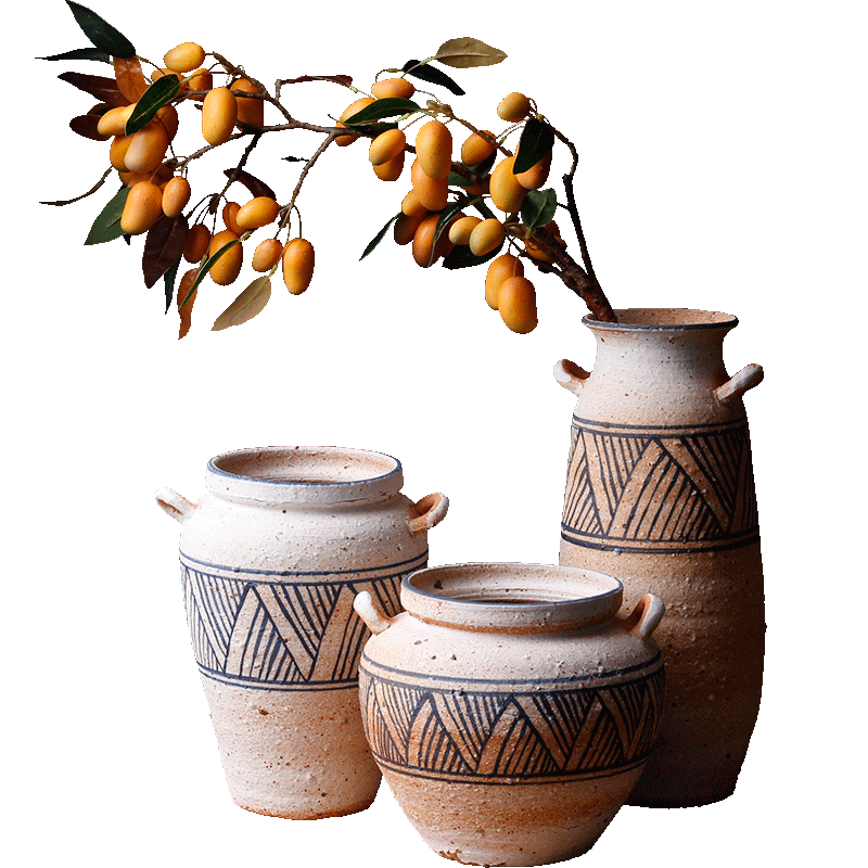 Checking coarse TaoHua hand - made earthenware vase crafts dried flower adornment furnishing articles pottery art restoring ancient ways flowerpot