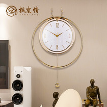 Fenglan love new Chinese light luxury copper wall clock living room deer head simple quartz clock Chinese wind metal wall watch