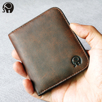 Small Round Elephant Mens Short Money Wallet Succinct Lady Bull Leather Wallet Crocodile Wallet Gift Wallet