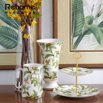 Meikemeijia rehome mug kettle ceramic print vase double-layer snack plate afternoon tea set