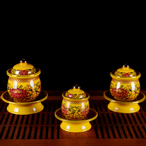 Tang color lotus red yellow water supply cup Buddha for the Buddhas cup courtesy cup Buddhas cup water supply cup for tea cup ceramic cup
