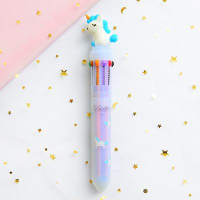 net red korean ten-color color ballpoint pen multi-color cute creative press girl multi-function student with 10-color pen