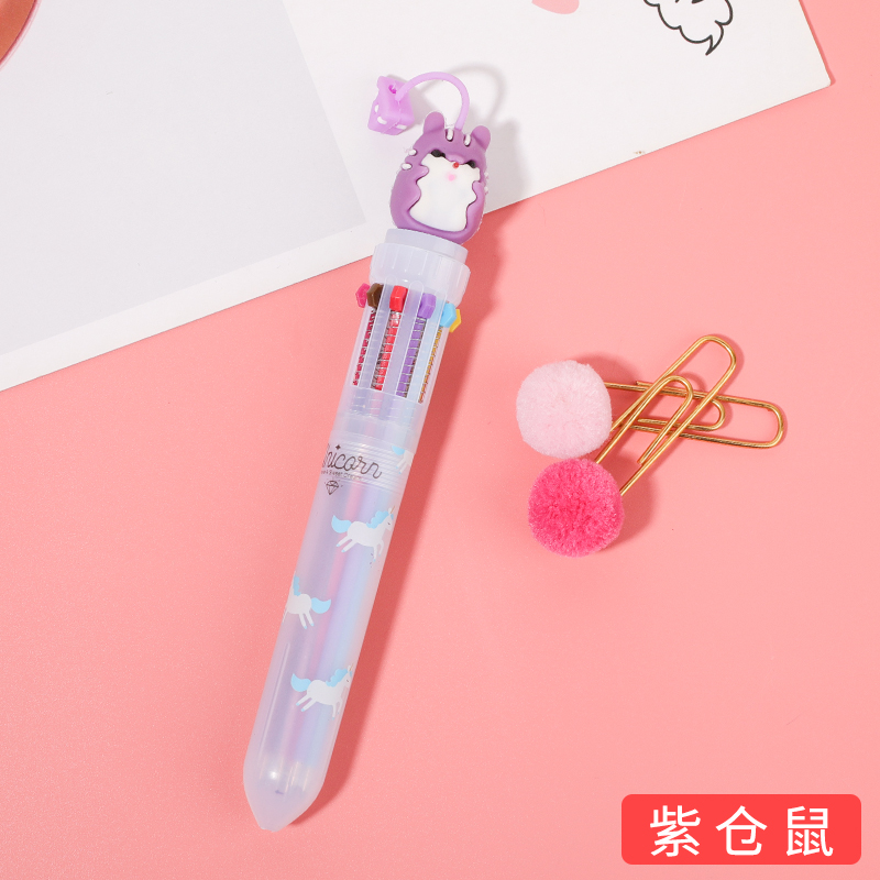 net red korean ten-color color ballpoint pen multi-color cute creative press girl multi-function student with 10-color pen