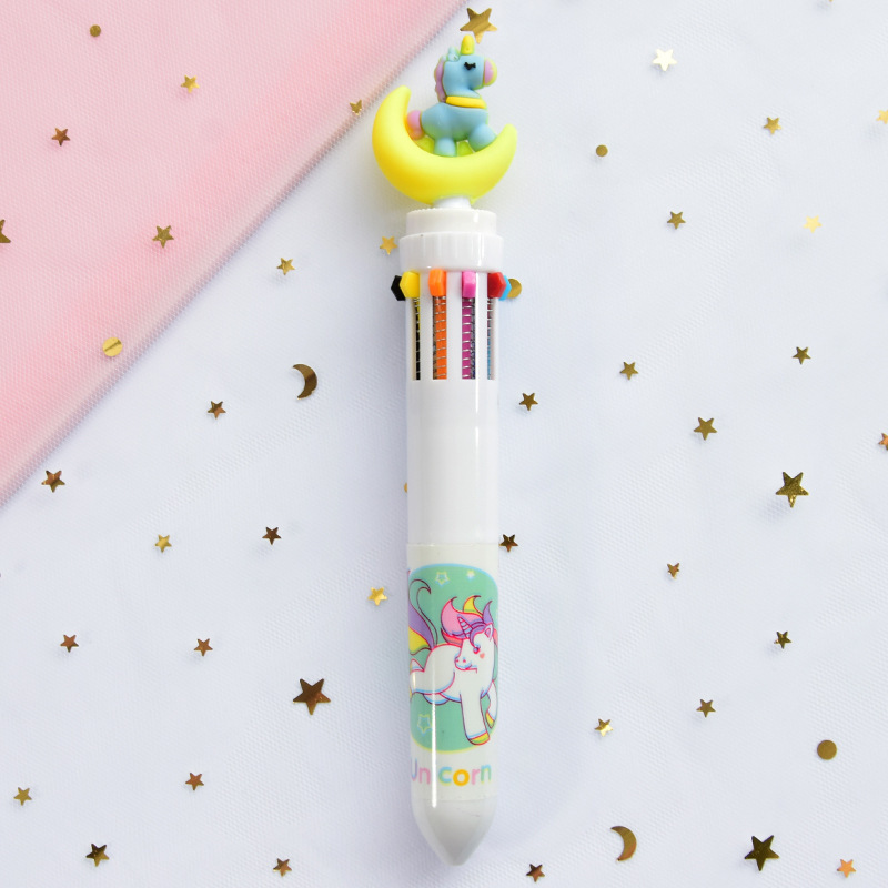 net red korean ten-color color ballpoint pen multi-color cute creative press girl multi-function student with 10-color pen