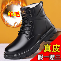 Official net red dragonflies high-help shoes mens leather anti-chill cotton shoes mens winter warm plus suede thickened mens shoes 2021