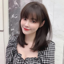 Wig Female long hair real hair Full head cover type long hair full true fashion clavicle from natural age reduction short hair wig set