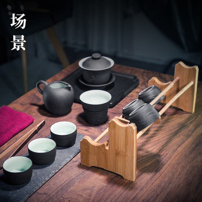 Creative beverage holder bamboo kung fu tea sample tea cup drop contracted removable cup tea accessories shelf