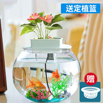 Fish tank round household acrylic non-glass small living room plastic drop-free water change children round plastic thick