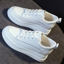Net red inner heightening small white shoes female dermis 2021 new 100 hitch white thick bottom pine pastry spring casual single shoes