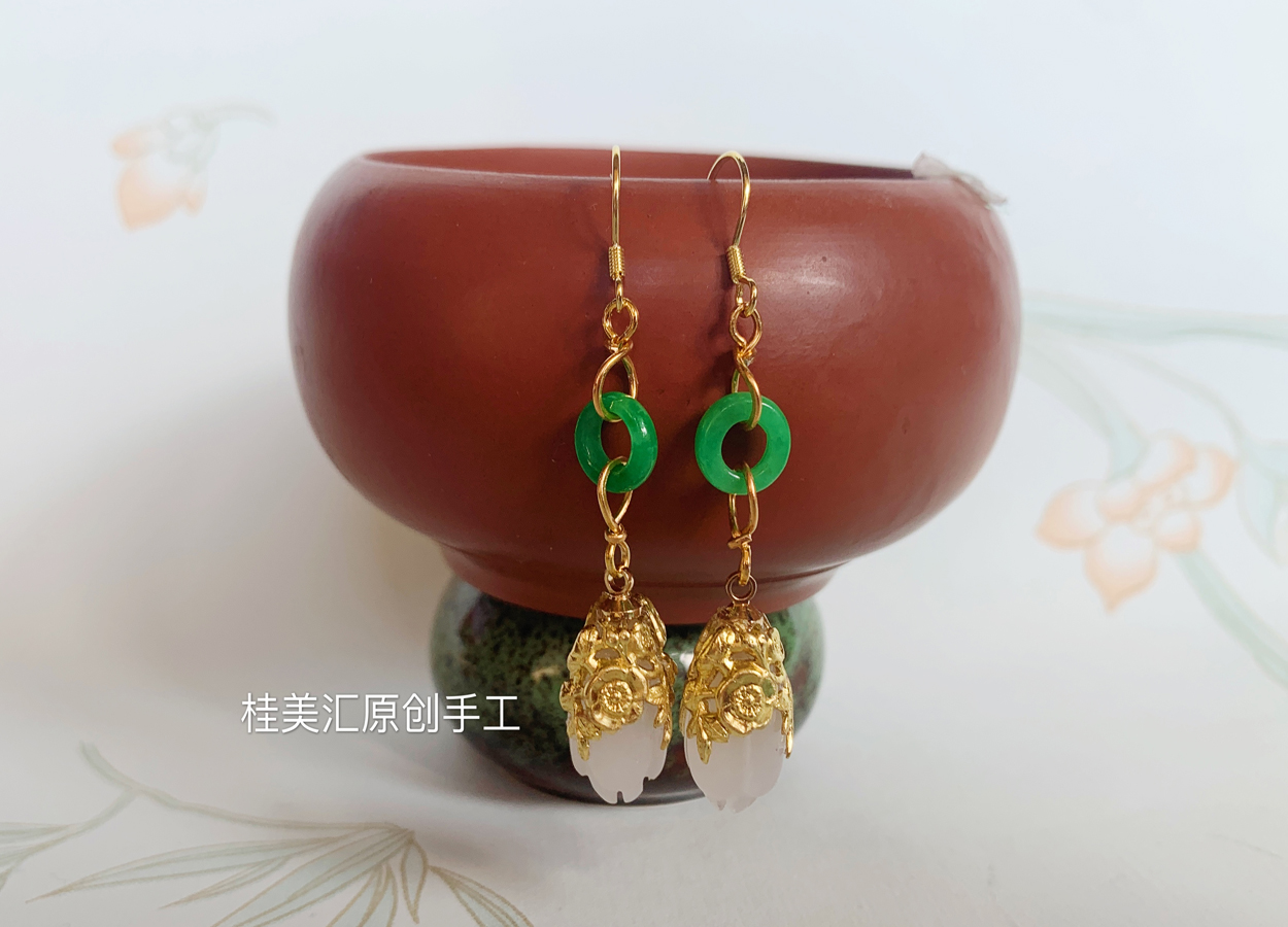 桂美汇原创手工古风黑檀木道家干石玉青汉服盘发头饰发饰簪子发簪