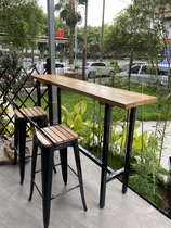 Min Thick Artisan With Balcony Bar Table And Chairs Combined Anticorrosive Wood Strip Table Home Creative Minima Modern Waterproof Sunscreen