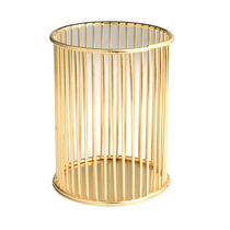 Nordic Golden vertical wire iron pen holder ins metal round makeup brush flower storage tube multifunctional office ornaments
