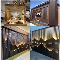 Stainless steel screen custom light luxury living room Restaurant Hotel outdoor rockery partition modern metal decoration background wall