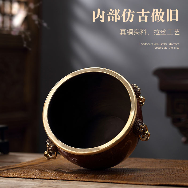 Morning high pure copper large creative ashtray Chinese style restoring ancient ways in hot hot cylinder cylinder palace tea waste water tank