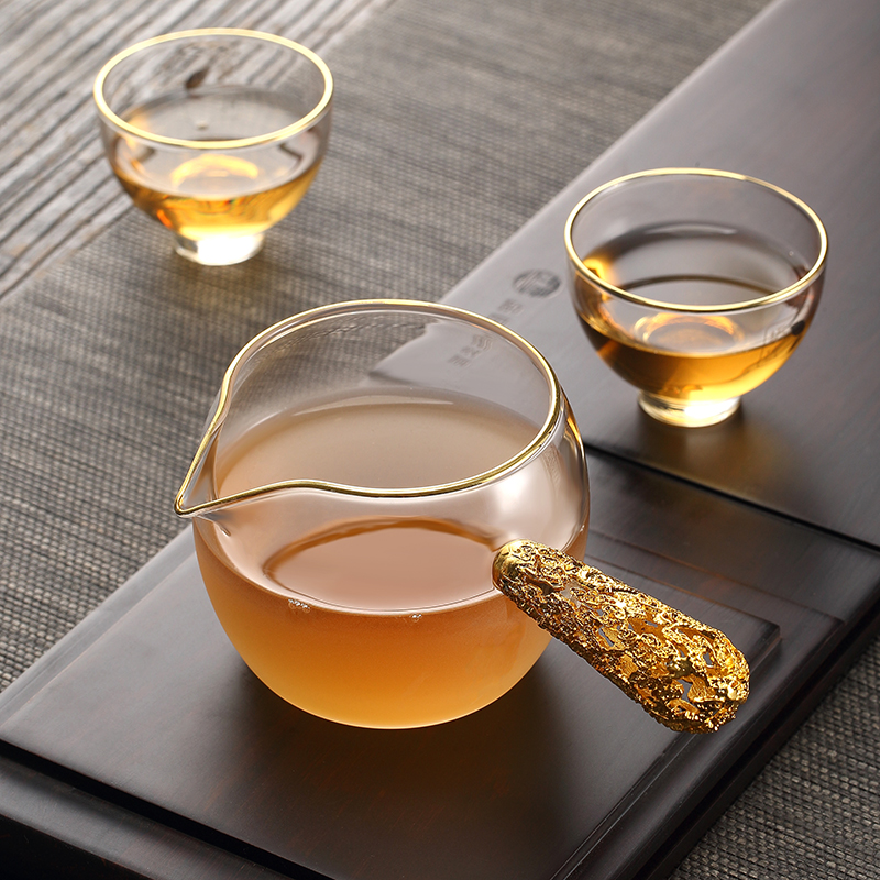 Morning high lateral fair the glass tea cup tea sea points cloud heat - resistant glass tea set creative Japanese household cup