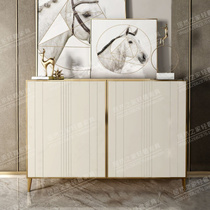 Light luxury solid wood ivory white porch cabinet Italian restaurant sideboard Post Modern Gold Hall Cabinet American shoe cabinet