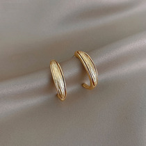 Crazy love Silver Needle earrings female 2021 New Tide simple fashion senior temperament Net red ear ornaments