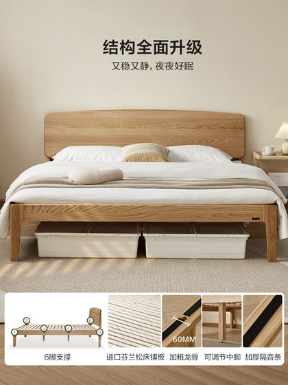 Quanyou Home Solid Wood Double Specteded Bed 2025 New Master Bedroom 북유럽 로그 스타일 1.8 저장 침대 Quanyou Home Solid Wood Double Specteded Bed 2025 New Master Bedroom 북유럽 로그 스타일 1.8 저장 침대