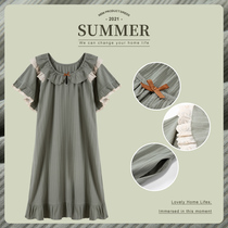 New nightdress female summer pure cotton princess style thin pajamas short-sleeved lace cute long skirt sexy spring and autumn days