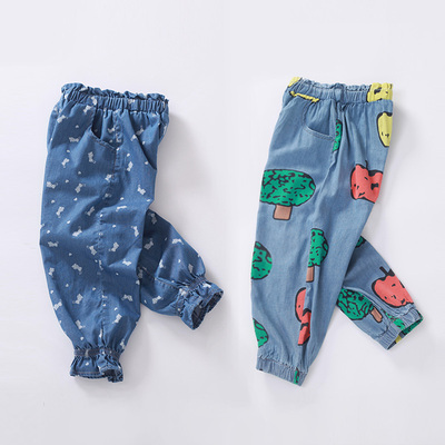 2017 girls soft thin section Tencel jeans trousers spring and autumn Korean version of the children's clothing baby children's mosquito pants