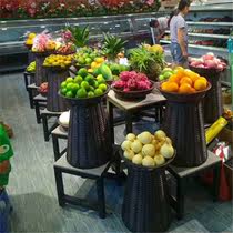 Vegetable Basket Fruit and Vegetable Fruit Shop Fruit Basket Fruit Basket Imitated Rattan Plastic Woven Basket Fruit Shop Visit Fruit