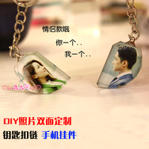 Crystal photo custom necklace pendant mobile phone chain car keychain DIY couple gift photo making pendant