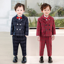 boy's suit new style autumn flower children's wedding dress performance costume middle school kids england performance piano children's dress