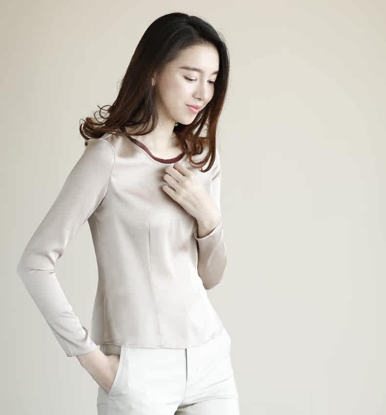 88.5%真丝上衣 江南范t恤女春秋 桑蚕丝长袖t恤春秋女 小衫春秋女