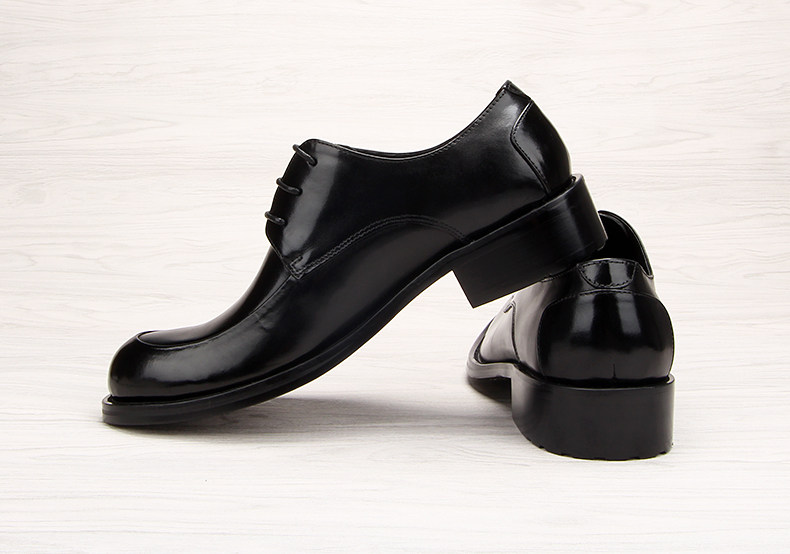 男士大头商务正装皮鞋男潮流上班鞋翘头四季时尚真皮圆头韩版系带