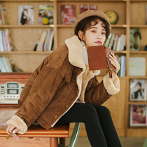 Corduroy coat women padded velvet 2020 autumn and winter New simple Korean version short loose bf student Stril