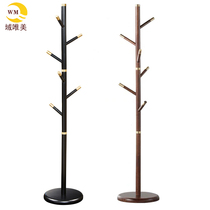  Full solid wood coat rack Simple modern new Chinese style living room bedroom hanger floor-to-ceiling coat rack Light luxury simple