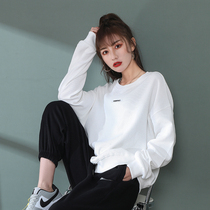 Round neck sweater womens design sense niche spring and autumn thin section 2021 new loose Korean version of white hooded pullover
