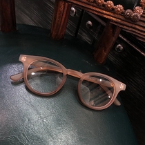 Korean version of retro frosted tea color small frame glasses women small face round frame myopia mirror men classic glasses frame flat lens