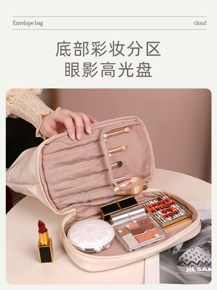 Double-Layer Cloud Cosmetics Storage Bag Travel Large Capacity Wash Bag Cosmetic Bag Portable Advanced 2023 New