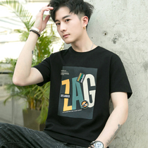 Short-sleeved t-shirt mens tide 2022 summer new Korean version of the trend loose round neck printed letters mens t-shirt tops