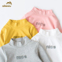 Ai Ke Huo children White Base shirt half high collar bottom t coat for boys and girls T-shirt baby baby warm top