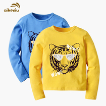 Ai Kexiu girl T-shirt long sleeve Middle Child Base shirt childrens coat T-shirt with cotton children spring and autumn fashion
