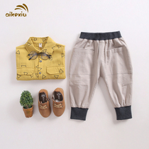 2021 new childrens overalls spring thin Korean version of foreign-style baby casual pants boys boys trousers wear tide