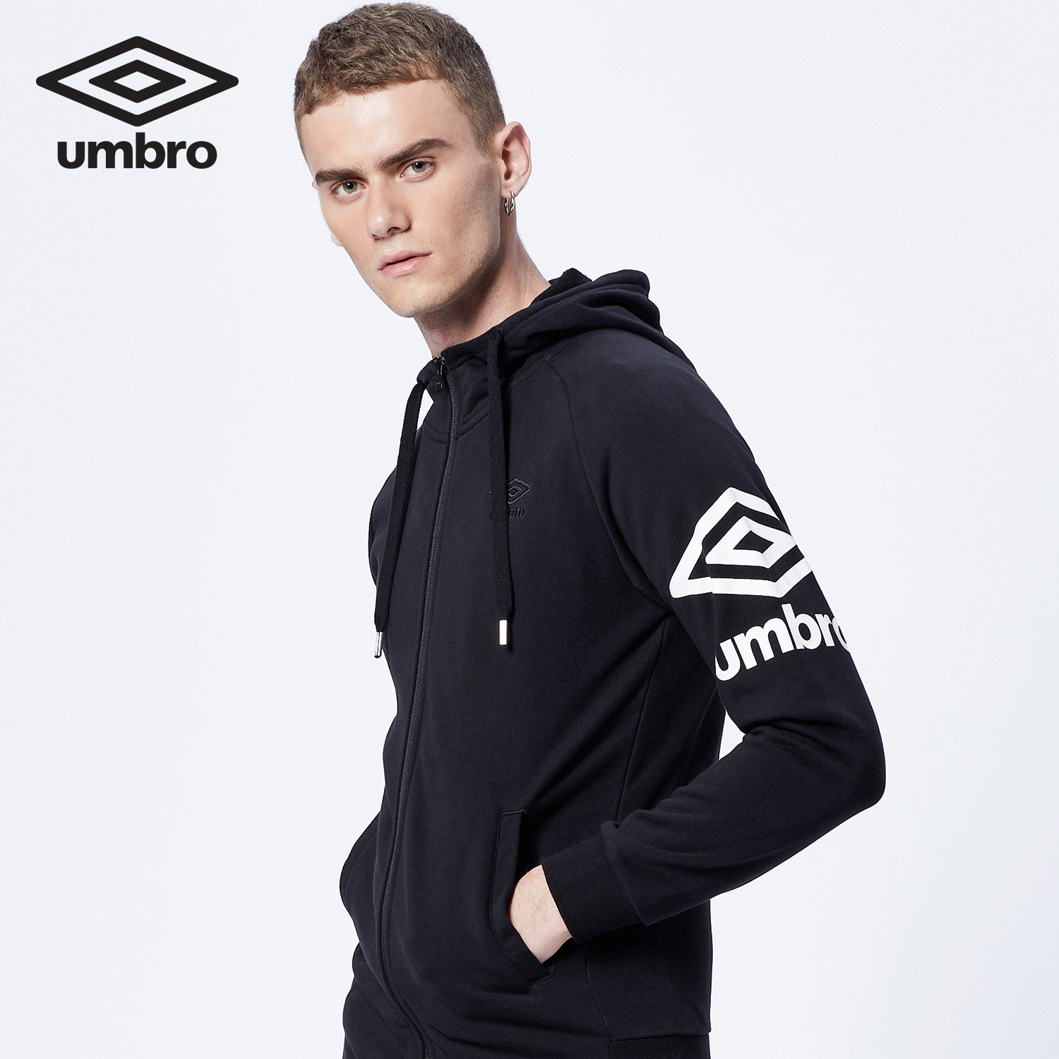 茵宝umbro春秋热销连帽运动夹克外套休闲茄克运动开衫男运动服潮