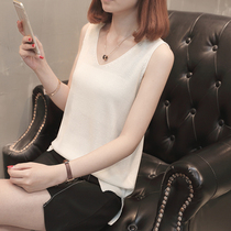 Knitted sling with leakage two shoulders top careful machine hipster sleeveless T-shirt Ice Silk vest female summer base
