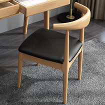 Solid wood book table and chairs Nordic leaning back chair modern minimalist dining chair home computer learning armchair sales floor chairs
