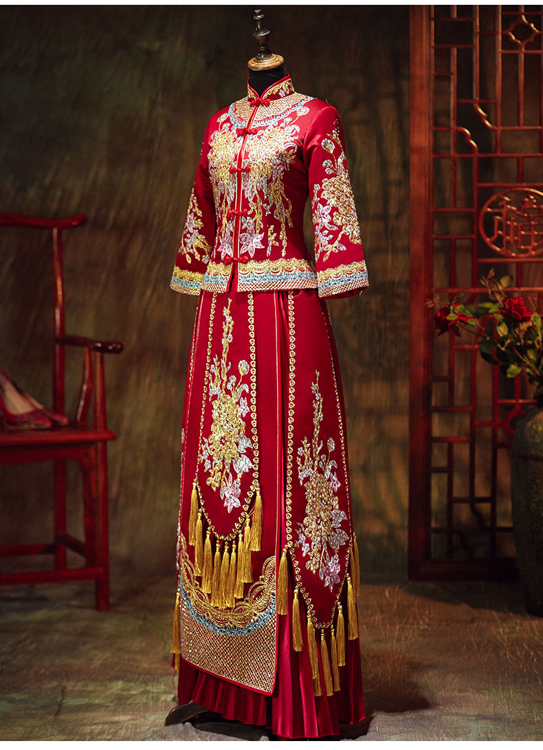 秀禾服新娘结婚敬酒服龙凤褂2019新款中式婚服古代婚纱礼服中国风