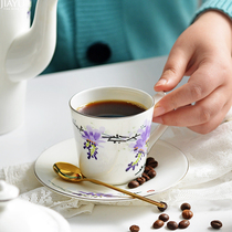 Jiayu bone China hand-painted purple Donglai coffee set National tide wind coffee cup and dish set Ceramic coffee cup