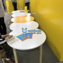 Kindergarten solid wood table and chair Birch multi-layer board Childrens training learning table and chair set Crescent table shape new product